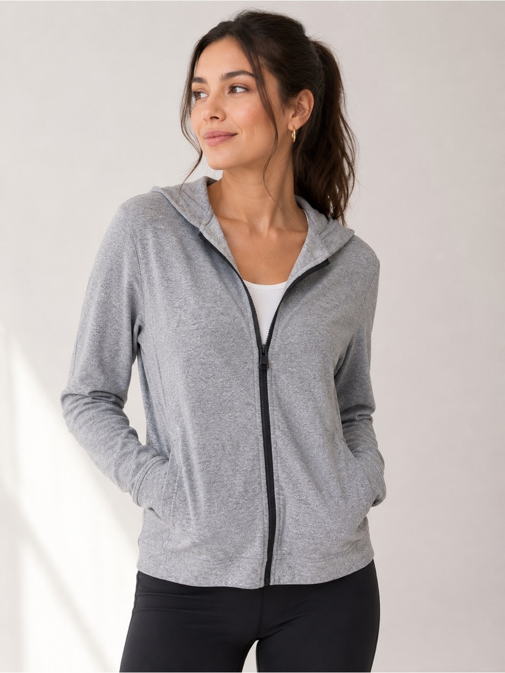 Banana Republic Core Temp Grey Full Zip Hoodie Sweatshirt Size Small S